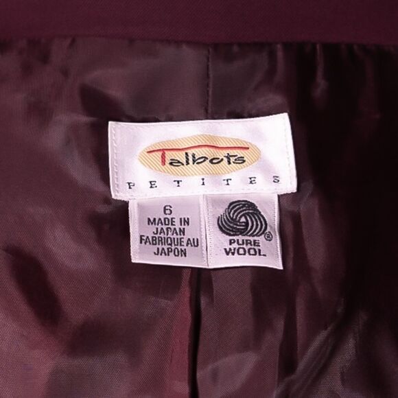 Talbots Women's Blazer Burgundy Red Wool Lined Work Career Office Suit Jacket 6P - Picture 3 of 9